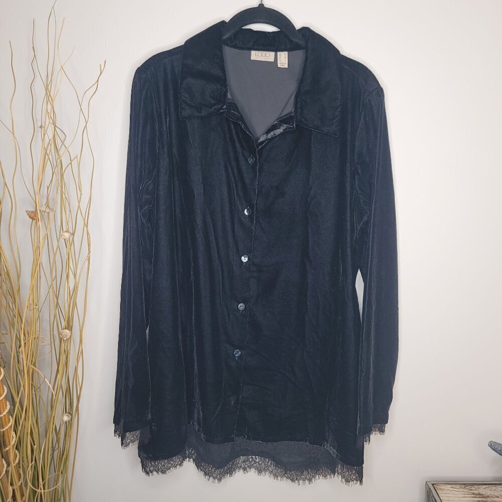 LOGO By Lori Goldstein Button Up Womens Medium